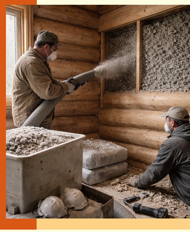 Утепление дома из бруса эковатой в Гуково