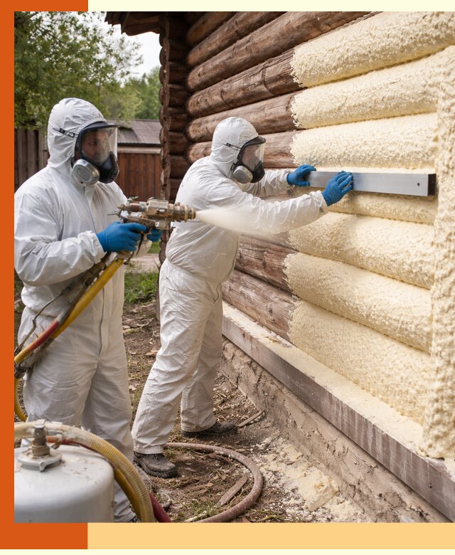 Утепление бревенчатого дома ППУ в Гуково эффективной изоляцией