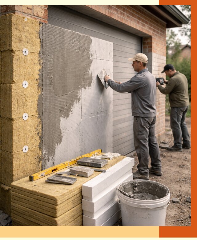 Утепление гаража снаружи в Гуково от 4312 руб. за м2 — наружное утепление под ключ | ТепломастерГкв