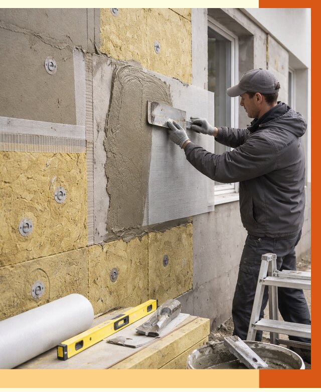 Утепление фасада под штукатурку в Гуково от 4312 руб/м2 — монтаж пенопластом и минватой | ТепломастерГкв