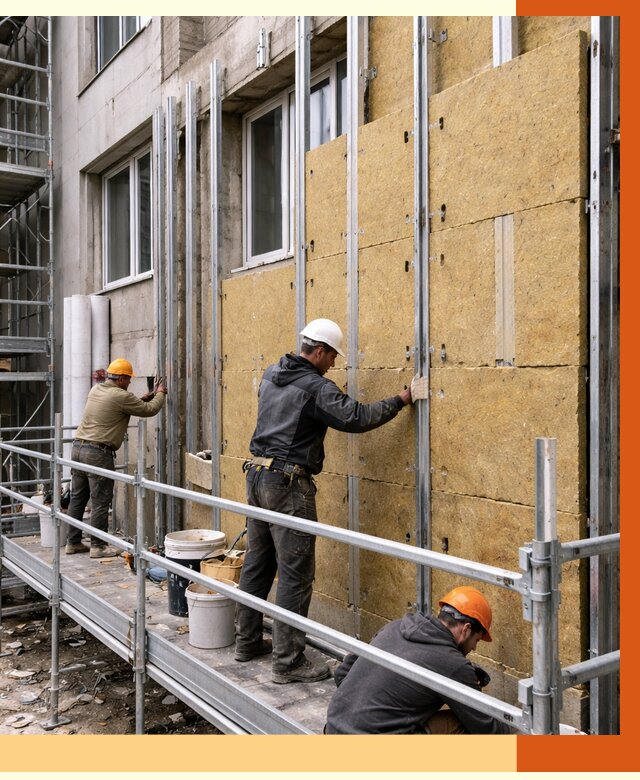 Утепление вентилируемого фасада в Гуково от 5749 руб/м2 — монтаж и утепление вентфасад | ТепломастерГкв