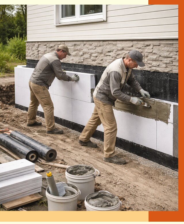 Утепление фундамента снаружи в Гуково от 4312 руб. за м² | ТепломастерГкв