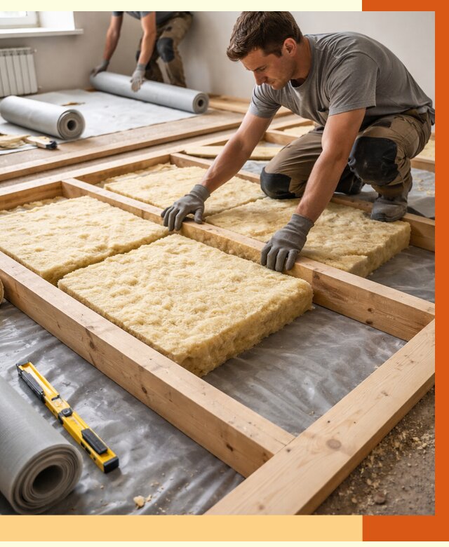 Утепление деревянного пола в Гуково от 1540 руб./м2 под ключ | ТепломастерГкв