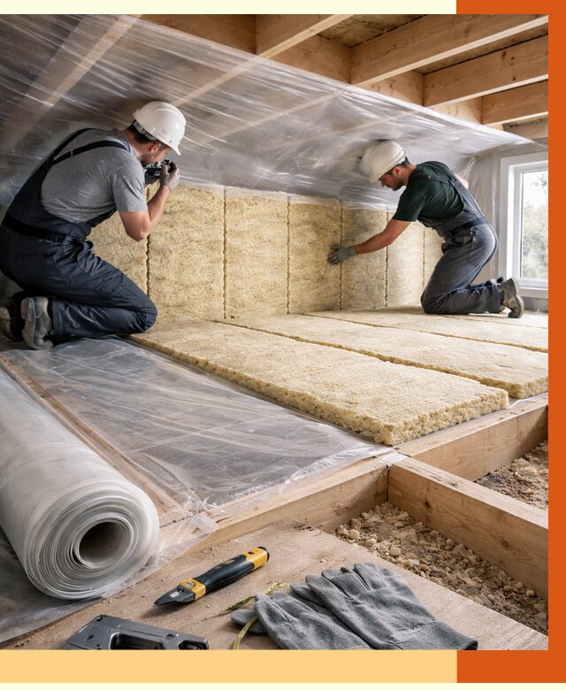 Утепление перекрытий в Гуково от 2926 руб/м2 — утепление межэтажных и чердачных | ТепломастерГкв