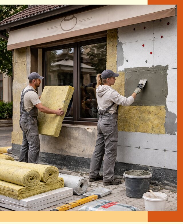 Утепление кафе в Гуково от 4312 руб/м2 — комплексно под ключ | ТепломастерГкв