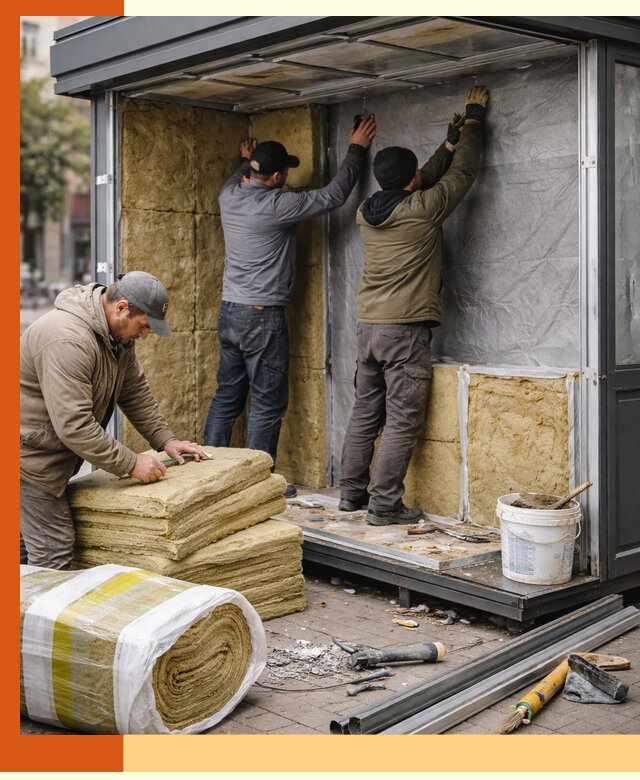 Утепление павильона шаурмы под ключ в Гуково