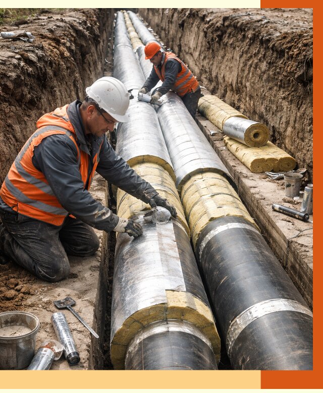 Утепление теплотрассы в Гуково от 4620 руб./м2 — ппу и комплексная изоляция | ТепломастерГкв