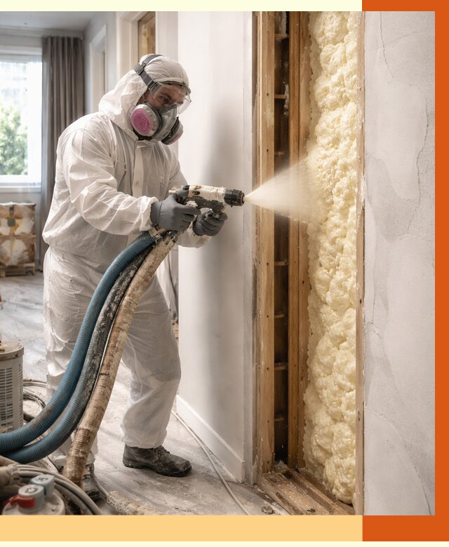 Межстеновое утепление ППУ в Гуково от 2823 руб/м2 — межстенное утепление под ключ | ТепломастерГкв