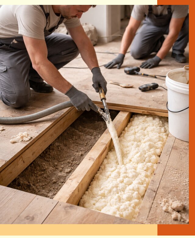 Заполнение пустот пола в Гуково от 2772 руб. — утепление пустот пола под ключ | ТепломастерГкв
