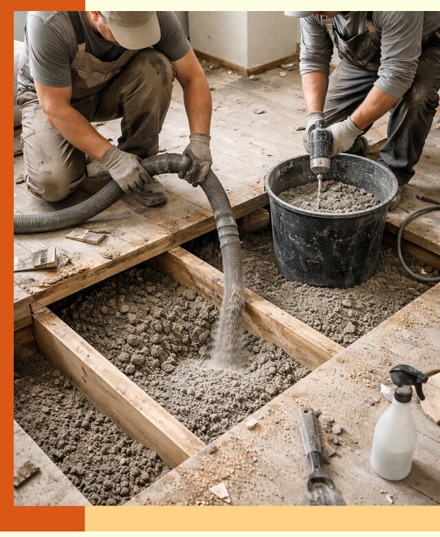 Заполнение пустот пола в Гуково полиуретаном и пенополистиролом