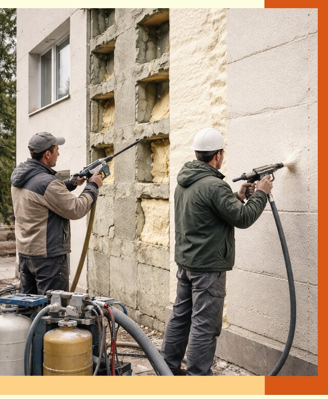 Заполнение пустот фасада в Гуково от 4620 руб. — утепление пустот облицовки | ТепломастерГкв