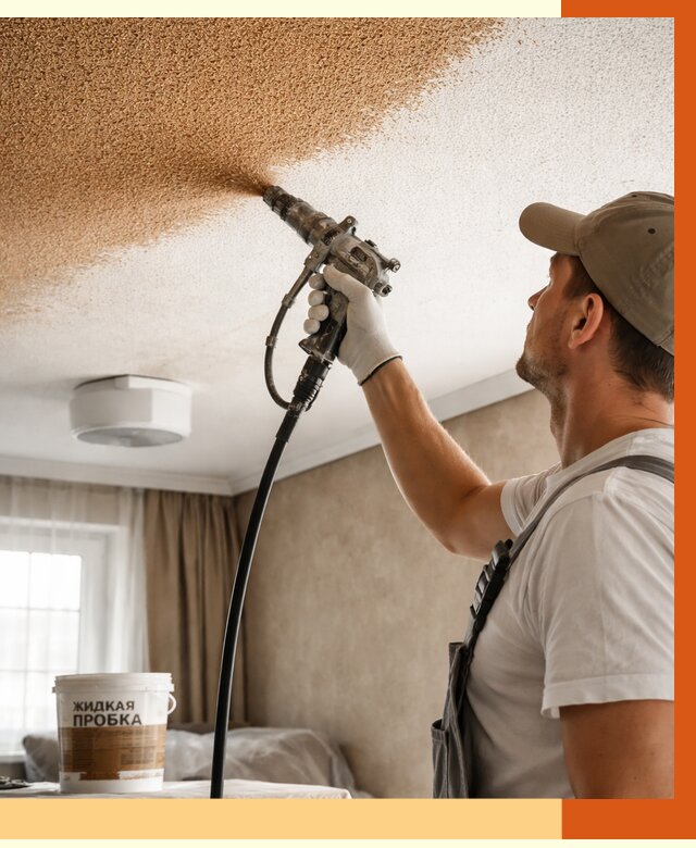 Утепление потолка жидкой пробкой в Гуково от 3593 руб. | ТепломастерГкв