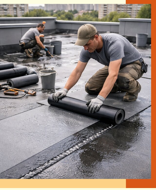 Гидроизоляция плоской кровли в Гуково от 4620 руб./м2 — профессионально | ТепломастерГкв