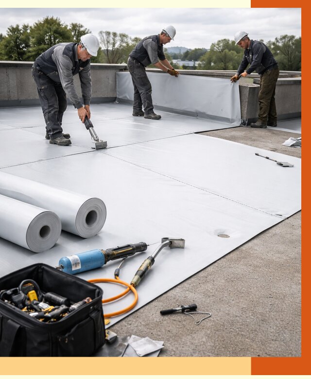 Гидроизоляция мембранной кровли в Гуково от 7700 руб./м² — профессионально | ТепломастерГкв